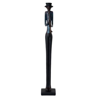 Standing Jazz Band Trumpeter Ornament - Resin - L10 x W10 x H60 cm - Brown/Blue
