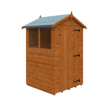 4 x 4 Feet Super Apex 12mm Shed - Solid Wood/Softwood/Pine - L115 x W115 x H203.9 cm - Burnt Orange