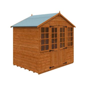 6 x 8 Feet Summerhouse 12mm Shed - Solid Wood/Softwood/Pine - L175 x W235 x H243.7 cm - Burnt Orange