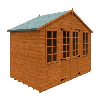 6x10 Summerhouse 12mm Shed - L175 x W295 x H257.7 cm - Solid Wood/Softwood/Pine - Burnt Orange