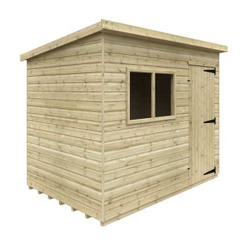 9 x 6 Feet Tanalised Deluxe Pent 16mm Shed - Solid Wood/Softwood/Pine - L265 x W175 x H207.3 cm - Green