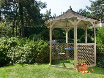 Vivaldi Large Gazebo with Trellis Infills - Pressure Treated Timber - L314 x W314 x H315 cm