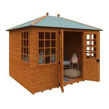 10 x 8 Feet Georgian Pyramid 12mm Shed - Solid Wood/Softwood/Pine - L295 x W235 x H254.5 cm - Burnt Orange