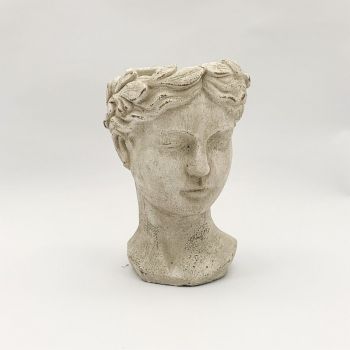 Outdoor Bust Pot Ornament - L21 x W24 x H35 cm - Cream Cement