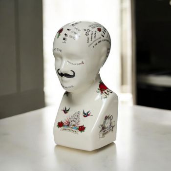 Phrenology Head - Ceramic - L12 x W14 x H28 cm