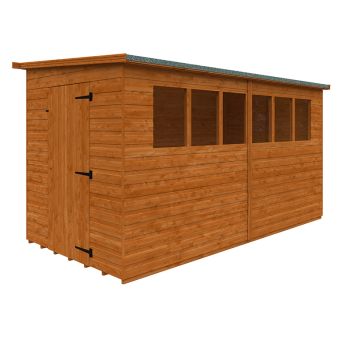 12 x 6 Feet Lean-To Pent 12mm Shed - Solid Wood/Softwood/Pine - L355 x W175 x H204.1 cm - Burnt Orange