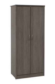 Lisbon 2 Door Wardrobe - L53.5 x W81.5 x H187 cm - Black Wood Grain