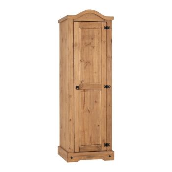 Corona 1 Door Wardrobe - L57 x W61 x H185 cm - Distressed Waxed Pine