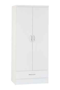 Nevada 4 Door 2 Drawer Mirrored Wardrobe - L52 x W154 x H182.5 cm - White Gloss