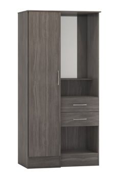 Nevada Vanity 1 Door Wardrobe - L52 x W90 x H183.5 cm - Black Wood Grain