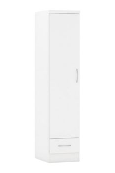 Nevada 1 Door 1 Drawer Wardrobe - L52 x W40 x H182.5 cm - White Gloss