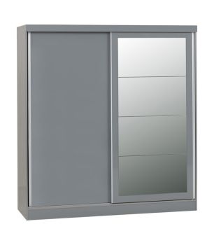 Nevada 2 Door Sliding Wardrobe - L62 x W178.5 x H194 cm - Grey Gloss