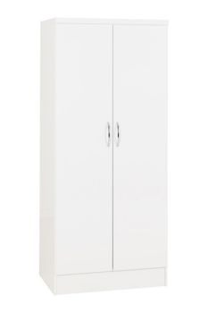 Nevada 2 Door All Hanging Wardrobe - L52 x W78 x H182.5 cm - White Gloss