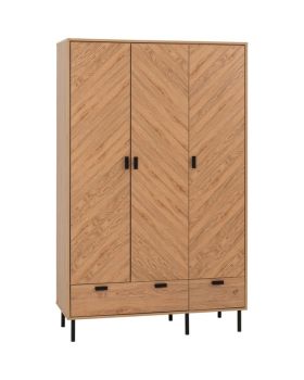 Leon 3 Door 2 Drawer Wardrobe - L47 x W118.5 x H190.5 cm - Medium Oak Effect