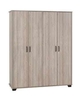 Oliver 4 Door Wardrobe - L52 x W153 x H190 cm - Light Oak Effect