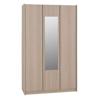 Paris 3 Door Mirrored Wardrobe - L50 x W120 x H200 cm - Smoked Ash Effect