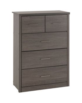 Lisbon 3+2 Drawer Chest - L40 x W80.5 x H114 cm - Black Wood Grain