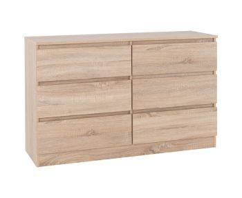 Malvern 6 Drawer Chest - L40 x W121.5 x H77 cm - Sonoma Oak Effect