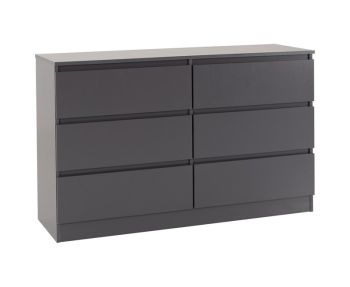 Malvern 6 Drawer Chest - L40 x W121.5 x H77 cm - Grey