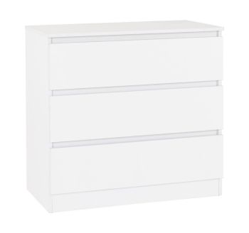 Malvern 3 Drawer Chest - L40 x W80 x H77 cm - White