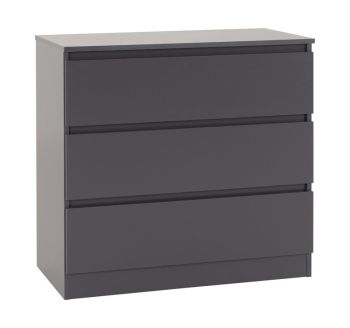 Malvern 3 Drawer Chest - L40 x W80 x H77 cm - Grey