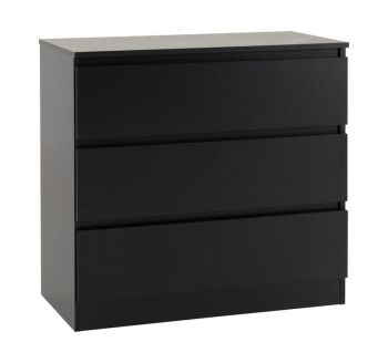 Malvern 3 Drawer Chest - L40 x W80 x H77 cm - Black