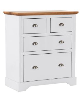 Toledo 2+2 Drawer Chest - L48.5 x W92.5 x H106.5 cm - White/Oak Effect