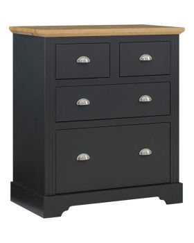 Toledo 2+2 Drawer Chest - L48.5 x W92.5 x H106.5 cm - Grey/Oak Effect