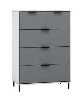 Madrid 3+2 Drawer Chest - L44.5 x W81 x H116.5 cm - Grey/White Gloss