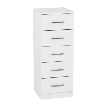 Dakota 5 Drawer Narrow Chest - L36 x W35 x H90.5 cm - White