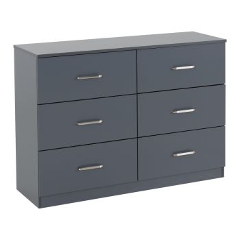 Dakota 6 Drawer Chest - L36 x W110 x H80.5 cm - Dark Grey