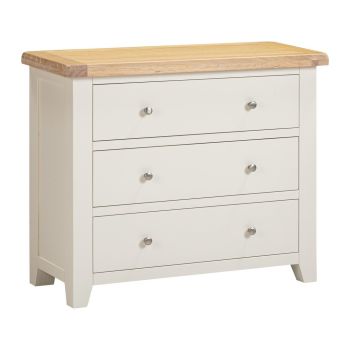 Windsor 3 Drawer Chest - L40 x W97 x H81 cm - Ivory/Oak