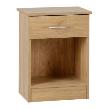 Bellingham 1 Drawer Bedside - L39 x W43 x H58.5 cm - Oak Effect Veneer