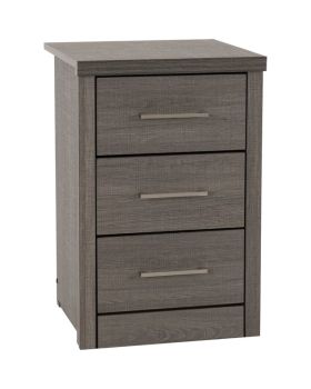 Lisbon 3 Drawer Bedside - L40 x W40 x H61 cm - Black Wood Grain