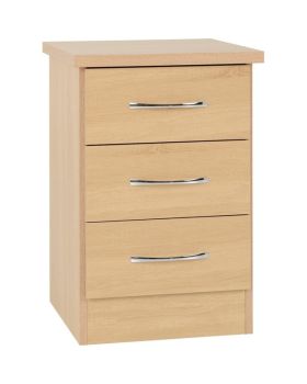 Nevada 3 Drawer Bedside - L40 x W40 x H61 cm - Sonoma Oak Effect