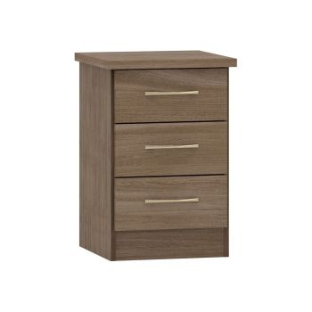Nevada 3 Drawer Bedside - L40 x W40 x H61 cm - Rustic Oak Effect