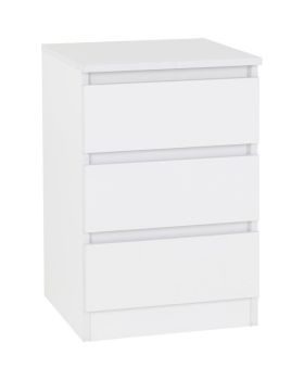 Malvern 3 Drawer Bedside - L40 x W40 x H60 cm - White