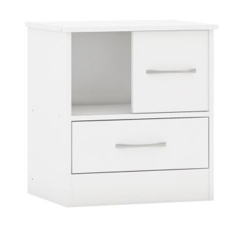 Nevada Sliding Door Bedside - L40 x W50 x H55 cm - White Gloss