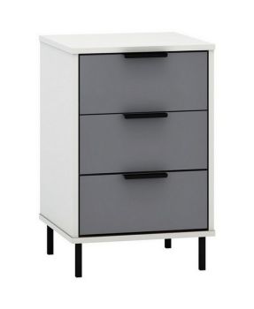 Madrid 3 Drawer Bedside - L38 x W40 x H62 cm - Grey/White Gloss
