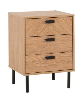 Leon 3 Drawer Bedside - L40 x W45 x H63.5 cm - Medium Oak Effect