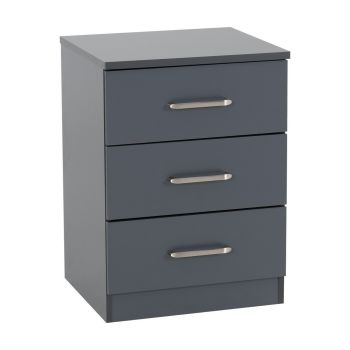 Dakota 3 Drawer Bedside - L36 x W40 x H55.5 cm - Dark Grey