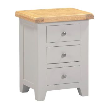 Windsor 3 Drawer Bedside - L37 x W47 x H62.5 cm - Pebble Grey/Oak