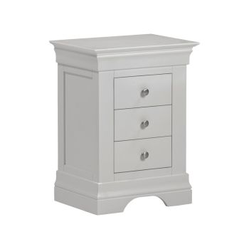 Bordeaux Indoor 3 Drawer Bedside Table - Wood - L38 x W50 x H64 cm - Pebble Grey