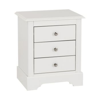 Stratford 3 Drawer Bedside - L38 x W50 x H58.5 cm - White