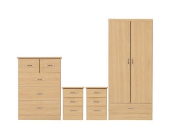 Nevada 2 Door 1 Drawer Wardrobe Bedroom Set - Sonoma Oak Effect