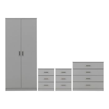 Dakota 2 Door Wardrobe Bedroom Set - Light Grey