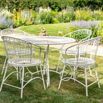 Blaisdon Dining Set - 5pc - Glass - L100 x W100 x H76 cm - Cream