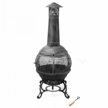 Jacksonville Cast Fireplace - Iron/Wood - L52 x W52 x H140 cm - Black/Grey