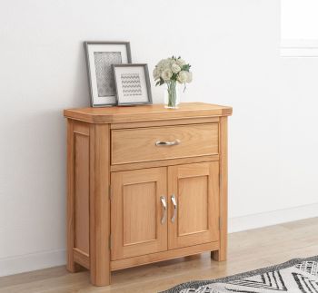 Bologna Compact Sideboard with 1 Drawer & 2 Doors - L32 x W80 x H80 cm - Oak