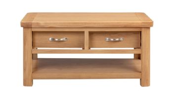 Bologna Coffee Table with 2 Drawers - L60 x W100 x H50 cm - Oak